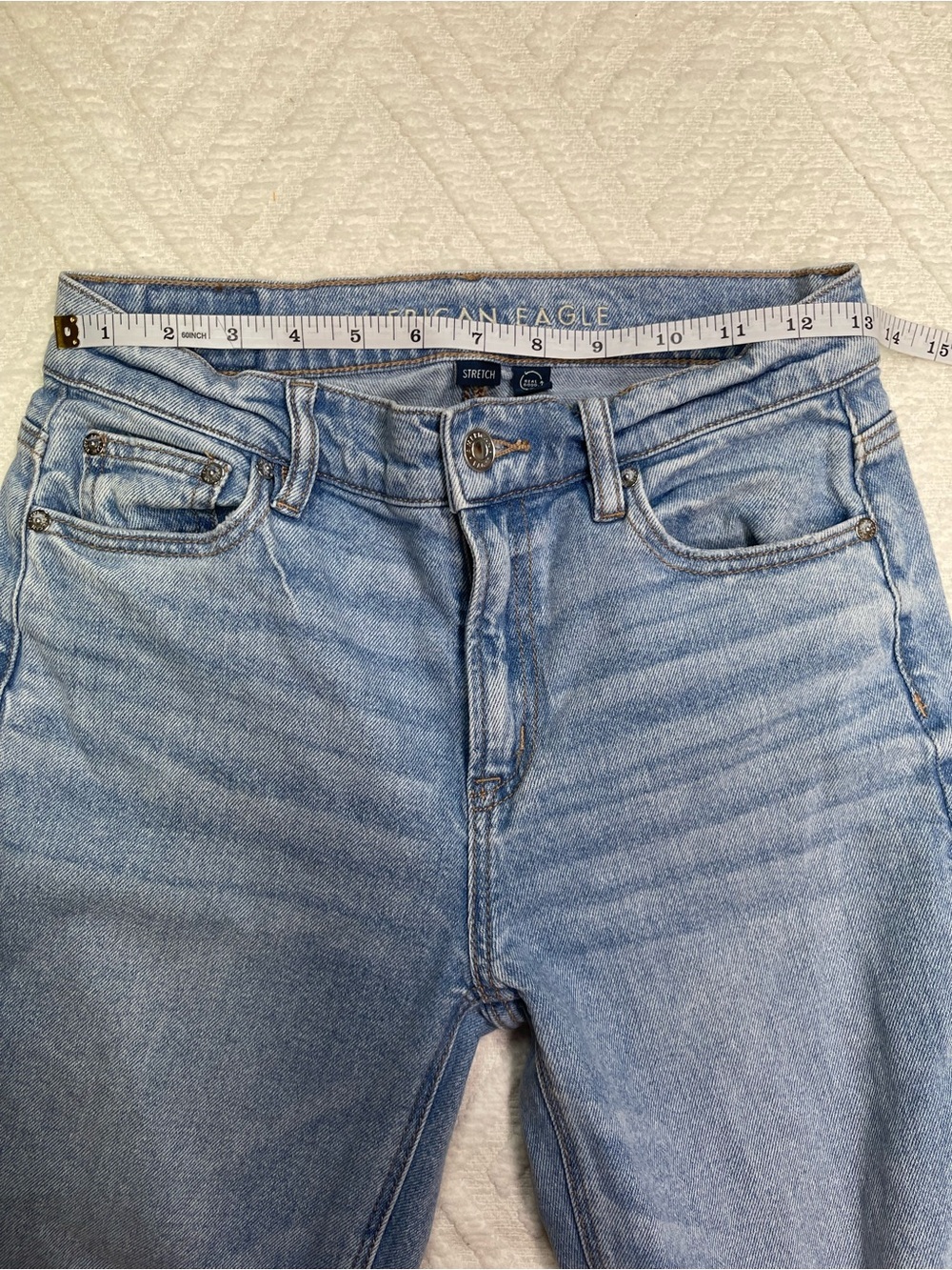 American Eagle Super High-Rise Straight Jeans Light Wash Stretch Size 0 - Picture 11 of 15